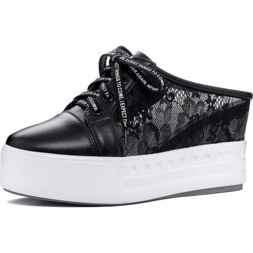 Woman platform flip flops 2020 new summer women genuine leather slipper high heel shoes women slipper