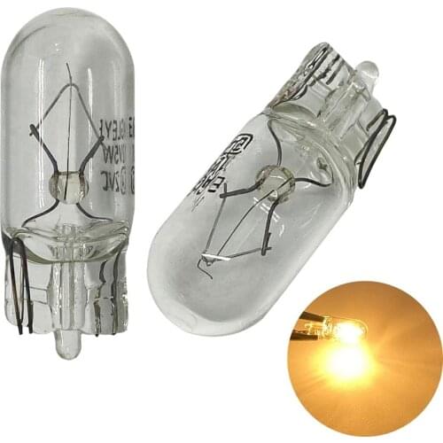 2pcs T10 W5W 194 W5W white amber Glass White light Halogen Xenon Light Bulbs 12V 5W Replacement Bulbs License Plate lights