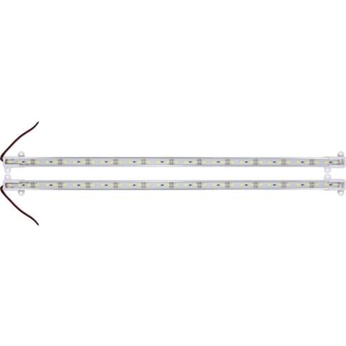 2x 50CM 12V 36 LED 5630 SMD Hard Strip Light Aluminum Shell With End Cap Warm White