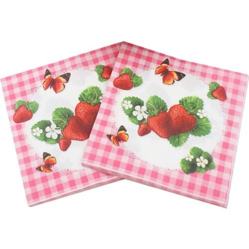 33x33cm 20Napkins/lot Color Printed Napkin Strawberry Napkin Creative Paper Towel Birthday Wedding Anniversary Days Party Decor