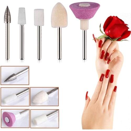 5pcs/set Ceramic Grinding Head Nail Drill Bit Nail Tool Art Manicure Nail Tool Accessories Machine File Electric Art Nail J9T7