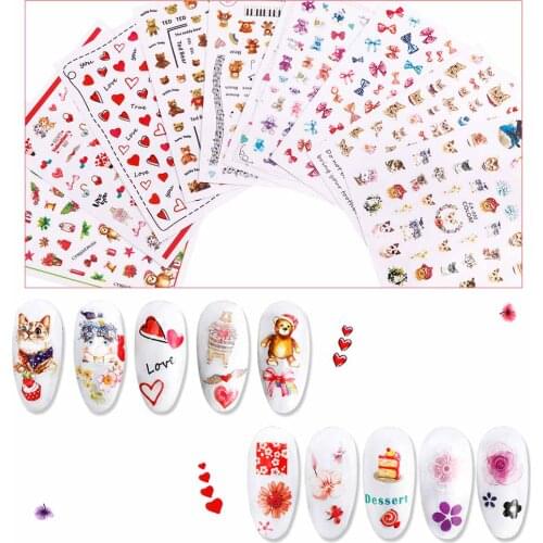 6PCS Mixed Nail Sticker Art Deco Nails Randomly Send Six 3D Stickers Fruit Animal Series Nail Decoration Children Sticker Toys