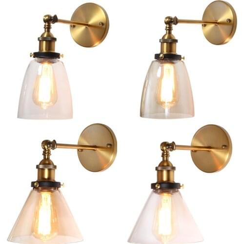 American Retro LED Wall Lamp Industrial Style Restaurant Creative Personality Bedside Lamp Bedroom Simple Glass Wall Lamp E27