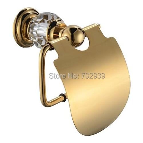 FREE SHIPPING new design 24k GOLD paper roll holder with cover Crystal toilet paper holder