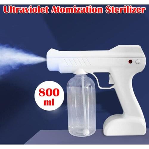 800ML Wireless Ultraviolet Atomization Sterilizer Electric Sprayer Nozzle Adjustable Nano Disinfecting Fogger Machine Charging