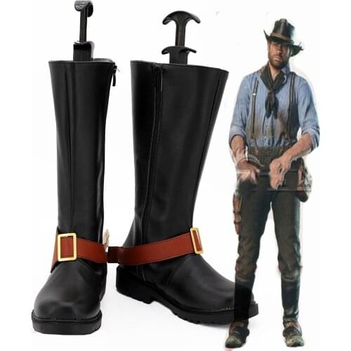 Red Dead Redemption Arthur Morgan Cosplay Boots Black Shoes Custom Made Any Size