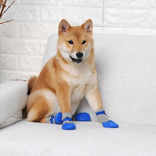 4pcs/set Pet dog shoes Cotton Footgear Pet Dog Shoes Waterproof Non-slip Dog Rain Snow Boots Socks Footwear for Puppy Small Dogs