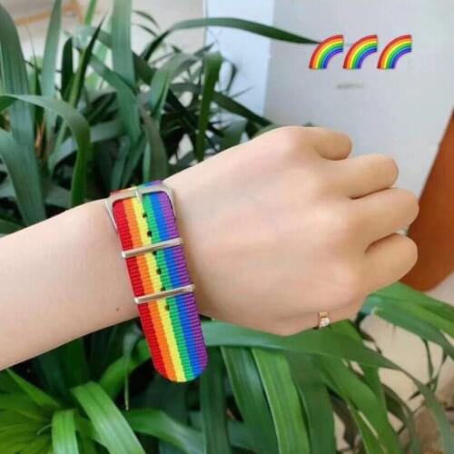 Rainbow Lesbians Gays Bisexuals Transgender Bracelets for Women Girls Pride Woven Braided Men Couple Jewelry Gifts