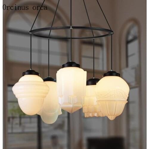 European retro glass cream chandelier living room dining room Nordic modern simple LED white bird lantern Chandelier