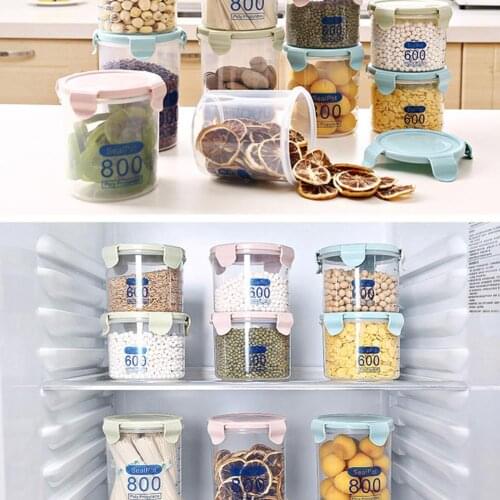 Leak-Proof Cereal 600/800/1000/1500ml Keep Fresh Clear Sealed Cans Canister Food Storage Box Containers Locking Bottles Kitchen
