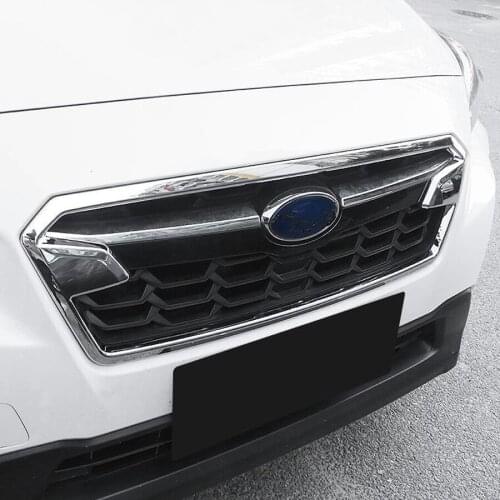 Chrome ABS Car Front Middle Grille Grill Frame Cover Trim Styling For Subaru XV 2018 Car-covers Mouldings Accessories