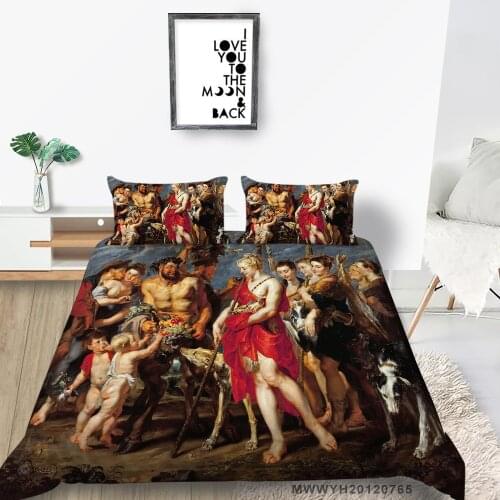 Oil Painting Print Bedding Set Medieval Style Vintage Duvet Cover Queen King Single Double Twin Full 3D Bed Set Artistic