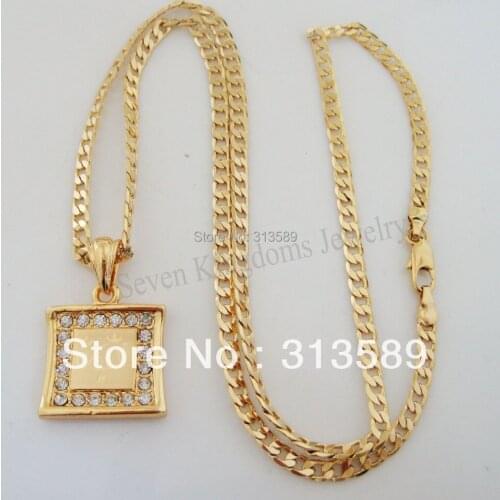 YELLOW GOLD OVERLAY 24" CUBAN NECKLACE&LASERED MUSLIM ALLAH GOD CZ PENDANT/Great Money Maker