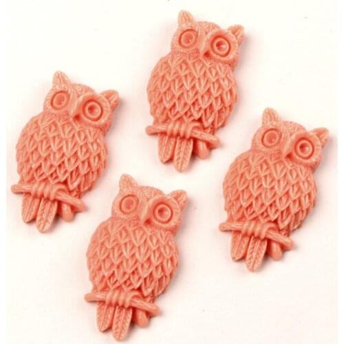 LF 10Pcs Pink/Blue Resin Owl 31x18mm Decoration Crafts Flatback Cabochon Embellishments For Scrapbooking Cute Diy Accessories