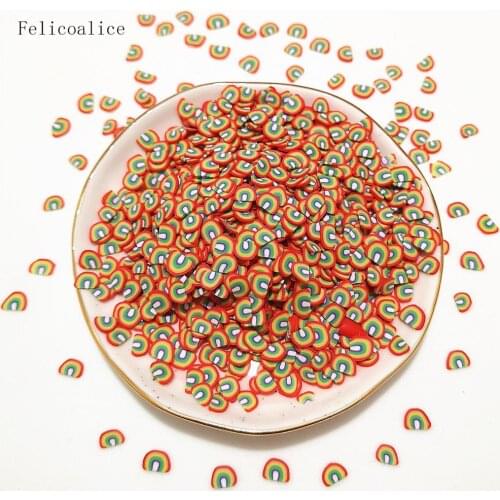 1kg Kawaii Rainbow Soft Clay Slice DIY Nail Arts Decoration Polymer Clay Sprinkles for Crafts Simulation Food Play