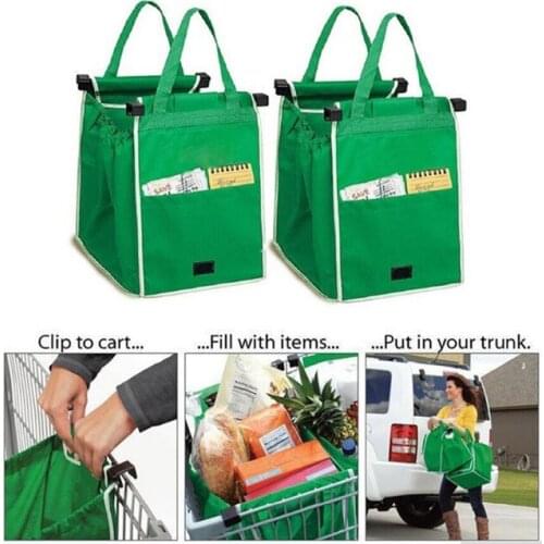 Reusable Ecofriendly Shopping Bag Large Capacity Foldable Supermarket Shopping Cart Square Pocket Reusable Foldable Handle Bag