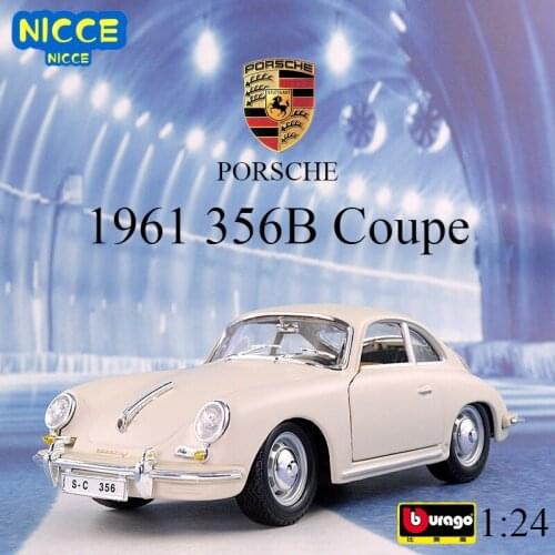 Bburago 1:24 Porsche 1961 356B Hard top simulation alloy car model crafts decoration collection toy tools gift