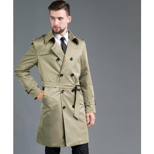 Mens trench coats man Medium length coat men Double-breasted clothes slim fit overcoat long sleeve 2020 new designer fashion