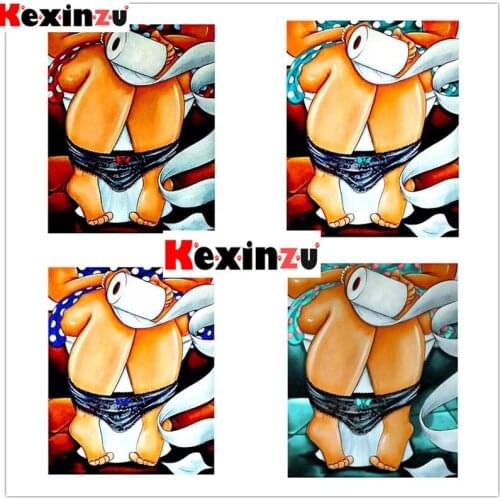 Kexinzu Full Square/Round Drill 5D DIY Diamond Painting "Cartoon Toilet Woman" 3D Embroidery Cross Stitch 5D Christmas Gift