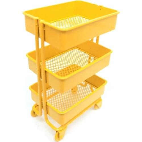 B0KB Mini Trolley Floor Storage Rack with Wheels Dollhouse Miniature Furniture Shelf Bookshelf Storage Display Rack Decorate