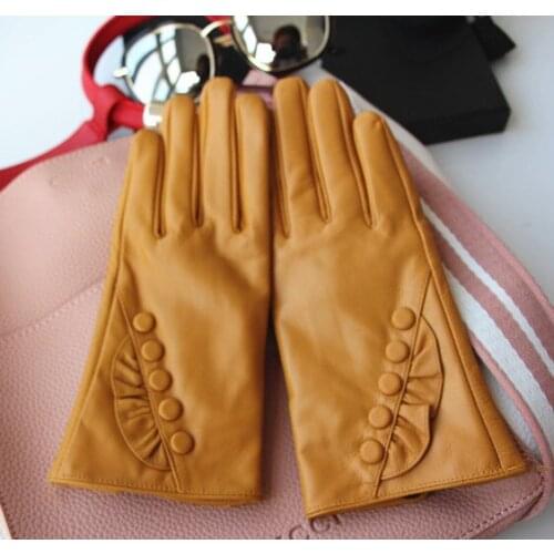 Fashionable New Kind of Sheepskin Glove Female, Velvet, Ginger and Yellow Personality