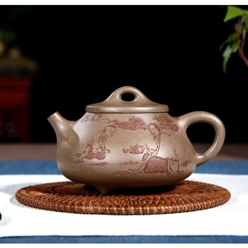 Soot cleaning period of mud stone gourd ladle pot with three legs is special masters all hand teapot tea wang fang