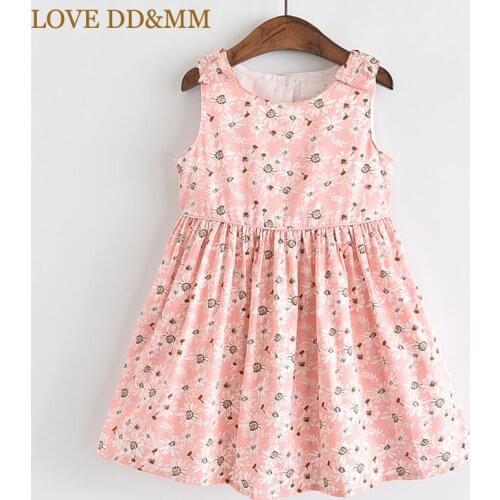 LOVE DD&MM Girls Dresses 2021 Summer New Childrens Wear Girls Sweet Full Printed Floral Round Neck Sleeveless Bow Vest Dress