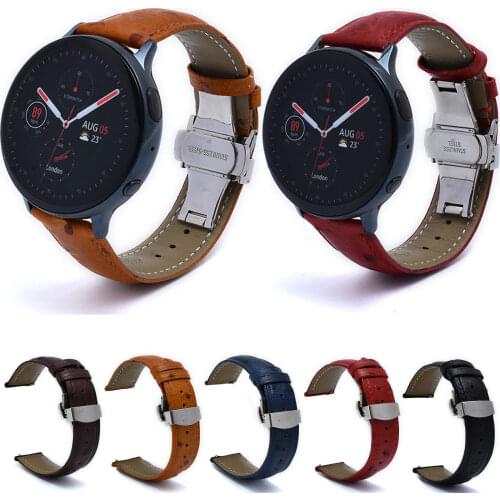 Ostrich Leather Watchband 18mm 20mm 22mm Butterfly Clasp Genuine Leather Strap Women Men Quick Release Cowhide Watch Band