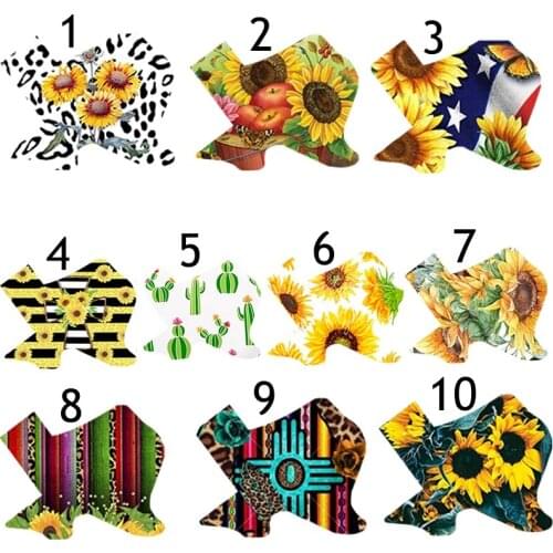 Texas Map Earrings Sunflower Printed Earrings Faux Leather Nickel-Free Stock Wholesale