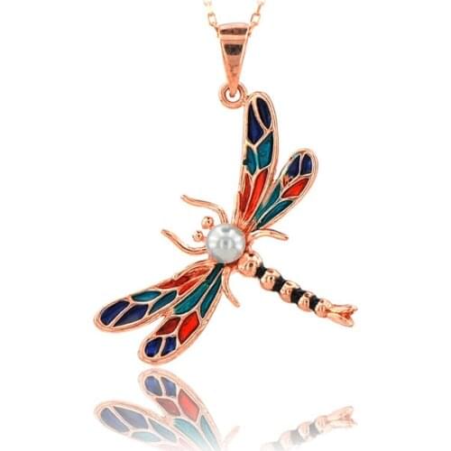 Dragonfly Necklace 925 Sterling Silver Colorful Nature Charm Bridesmade Nature Lover Gift