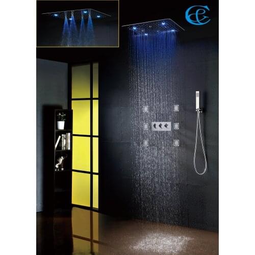 Bathroom Shower Faucet 20 Inch 100V~240V AC LED Rain Shower Head Easy-Installation Contemporary Bath & Shower Set