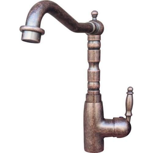 Vintage Antique Rome Red Copper Brass Single Handle Lever Kitchen / Bar / Bathroom Swivel Faucet Sink Basin Mixer Tap ann017