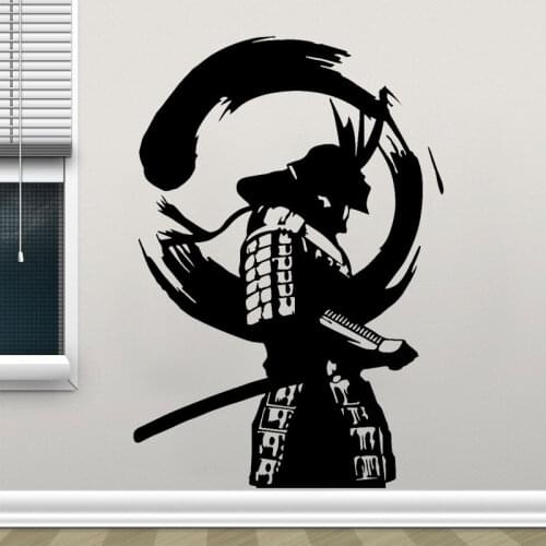 Japanese Warrior Enso Zen Circle Samurai Asian Vinyl Wall Decals Removable Self Adhesive Transfer Film Wall Sticker Mural 4123