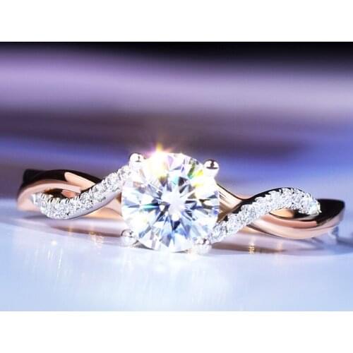 Two-tone Real 925 Sterling Silver Rings for Women Engagement Wedding Party Gift Luxury Unique Creative Exquisite Elegant Jewelry