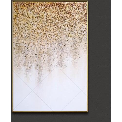 Gold and White abstract canvas painting modern cuadros home living room decoration canvas 100% handmade wall painting art