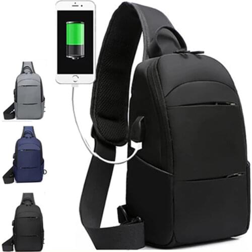 2020 Nylon Mens Waterproof USB Multifunction Crossbody Bag Shoulder Bags Messenger Chest Bag Short Trip Travel Pack for Male