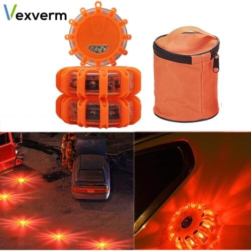 3pcs Car Emergency Roadside Safety Flares Light Road Magnetic LED Strobe Warning Light Flashlights Rescue Light Car Beacon Lamps