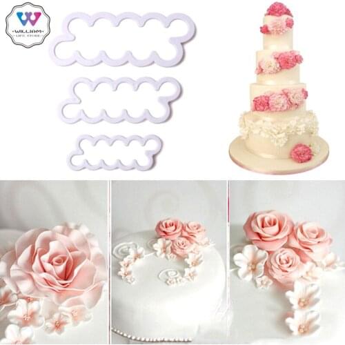 3pcs/set Carnation print decoration rose printing decoration cutting mould and turning sugar Rose Flower Bake Mould