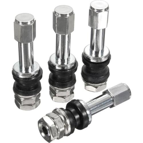 4pcs TR48E Bolt-in Auto Car Tubeless Wheel Tire Valve Stems Dust Caps Black