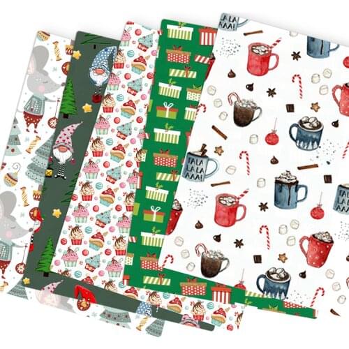 50*145cm Christmas Printed Polyester Cotton Fabric for Tissue Sewing Quilting Fabrics Needlework Material DIY Handmade,1Yc19085