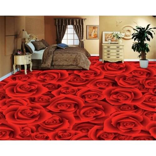 Beibehang Custom HD Rose Living Room Bedroom 3D Floor Tile Painting Waterproof Wallpaper PVC self adhesive wallpaper garten