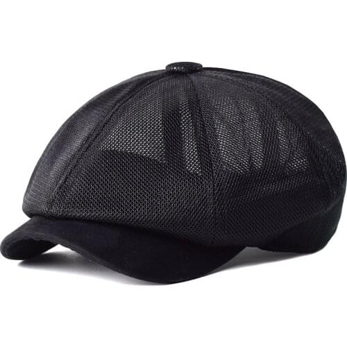 New mesh breathable newsboy hat men women spring summer retro beret hat fashion casual hats unisex wild octagonal cap Visor cap