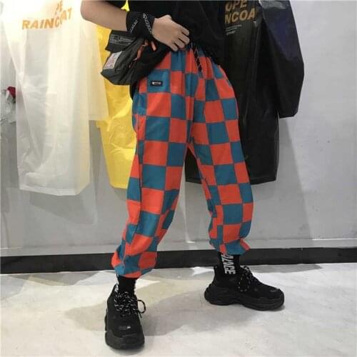 Harajuku Trousers Hip Hop Spring New Korean Couple Casual Men Pantalon Pockets Fashion Checkerboard Plaid High Loose Harem Pants
