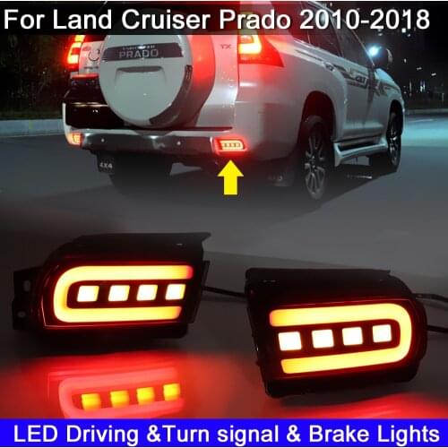 3-In-1 LED Rear Bumper Reflector Lamp For LAND CRUISER PRADO LC150 2010-2018 (Function as Drving light Brake light Turn light