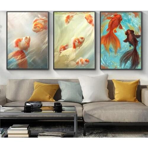 GATYZTORY 3pcs Unframe DIY Painting By Numbers Fish Acrylic Paint Home Decoration Coloring By Numbers Animal Handpainted Gift