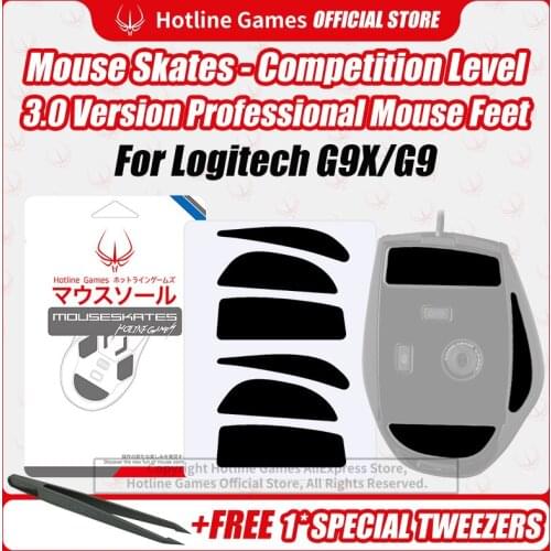 Hotline Games 3.0 Mouse Skates Mouse Feet Replacement for Logitech G9X/G9 Gaming Mouse,Smooth, Durable,Glide Feet Pads