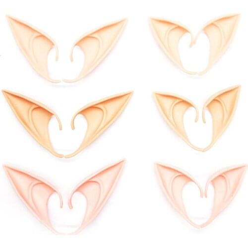 1Pair Halloween Latex Elf Ears High Simulation Soft Harmless False Ears Props Fairy Angel Dress Up Cosplay Hook Christmas Decor