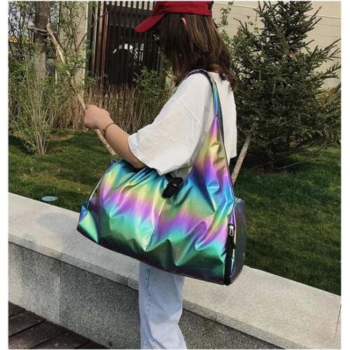 Gym bag fashion large capacity nylon waterproof sports yoga bag shoes breathable laser swimming bag