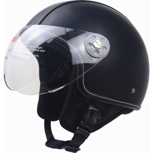 Leather Covered Jet helmet DOT ECE approved motorbike helmet Handmade leather helmet for adults ZR-055