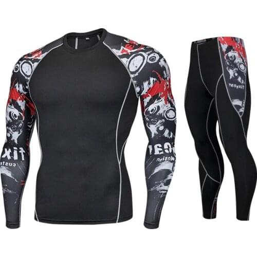 Mens Gym Clothing Jogging suit Compression MMA rashgard Male Long johns Winter Thermal underwear Sports suit Brand Clothing 4XL